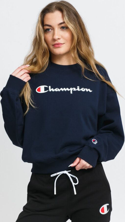 Champion Vintage Script ogo Cotton Terry Sweatshirt navy