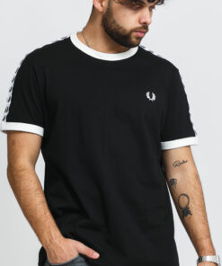 FRED PERRY Taped Ringer Tee černé / bílé