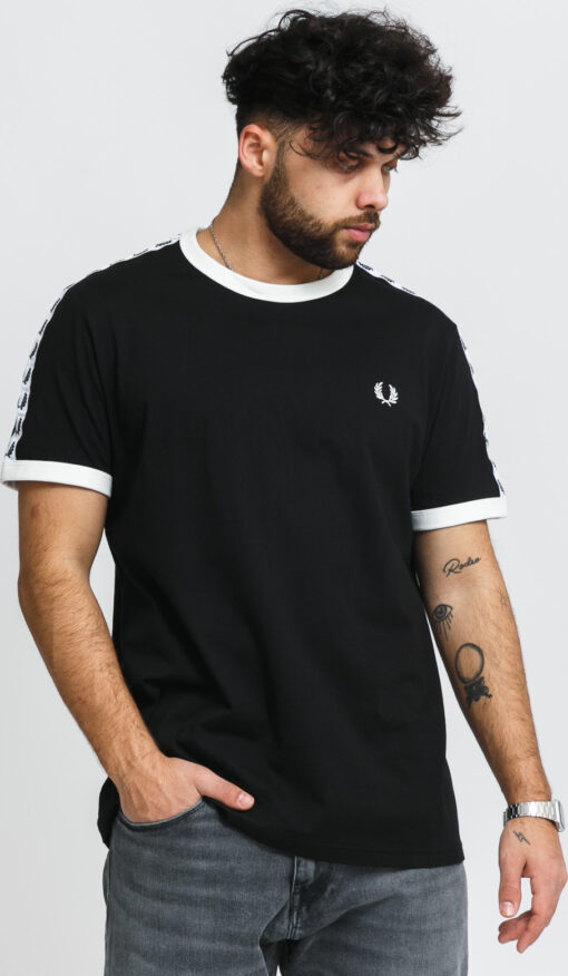 FRED PERRY Taped Ringer Tee černé / bílé