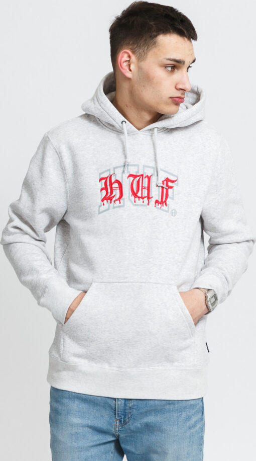 HUF Discordia Hoodie melange světle šedá