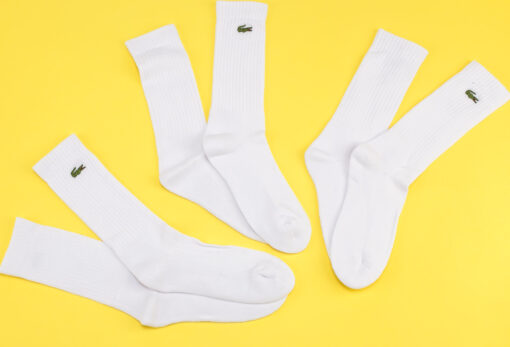 LACOSTE 3Pack Crew Cut Socks bílé