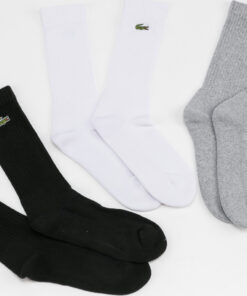 LACOSTE 3Pack Crew Cut Socks černé / bílé / melange šedé