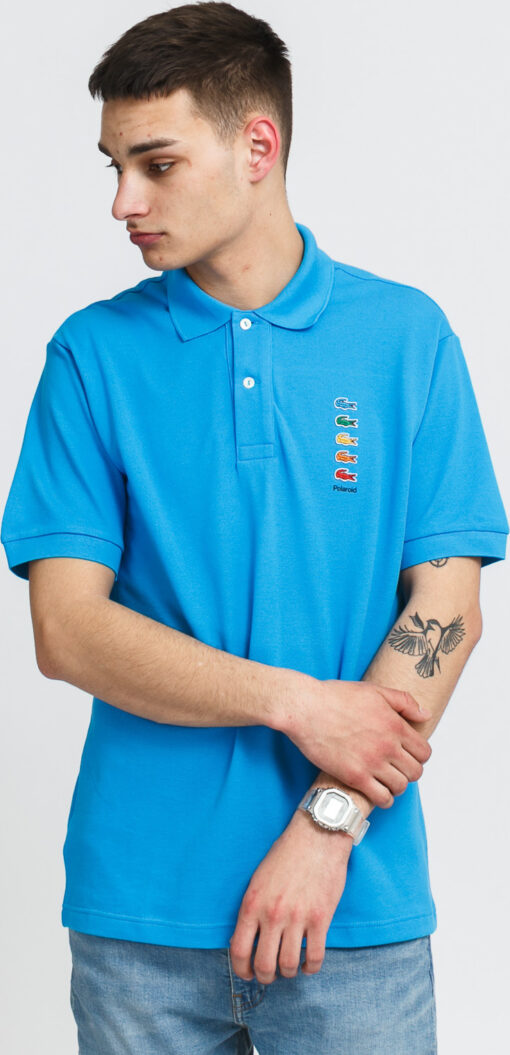 LACOSTE en’s acoste x Polaroid Coloured Crocodiles Classic Fit Polo hirt modré