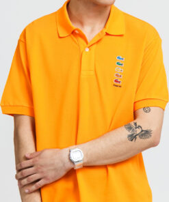 LACOSTE en’s acoste x Polaroid Coloured Crocodiles Classic Fit Polo hirt oranžové