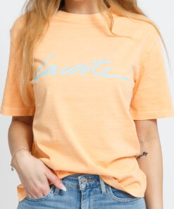 LACOTE W Crew Neck Print ettering Tee oranžové