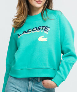 LACOSTE Women’s Lacoste LIVE ettered Cropped weatshirt tyrkysová