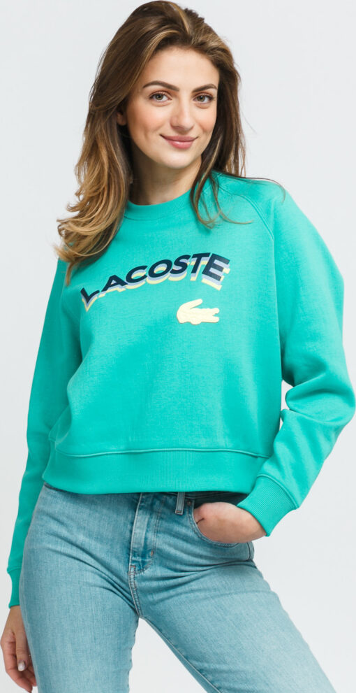 LACOSTE Women’s Lacoste LIVE ettered Cropped weatshirt tyrkysová