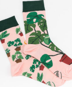 Many Mornings Plant Lover Socks růžové / tmavě zelené / zelené