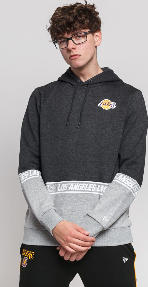 New Era NBA Colour Block Hoody LA akers melange tmavě šedá / melange šedá