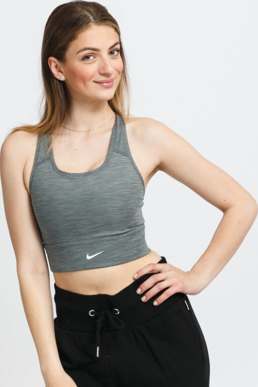 Nike W NK DF Swoosh Long ine Bra melange olivové