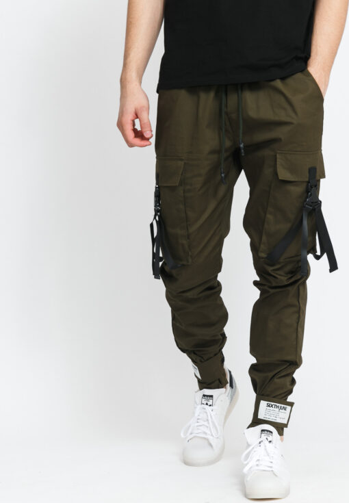 Sixth June Strap Cargo Pants tmavě olivové