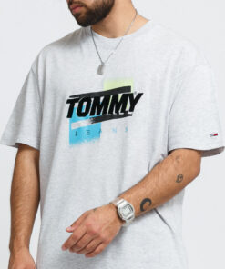 TOMMY JEANS  Faded Color Graphic Tee melange šedé