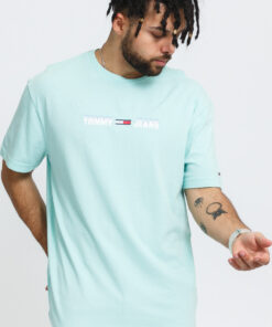 TOMMY JEANS M Linear ogo Tee mentolové