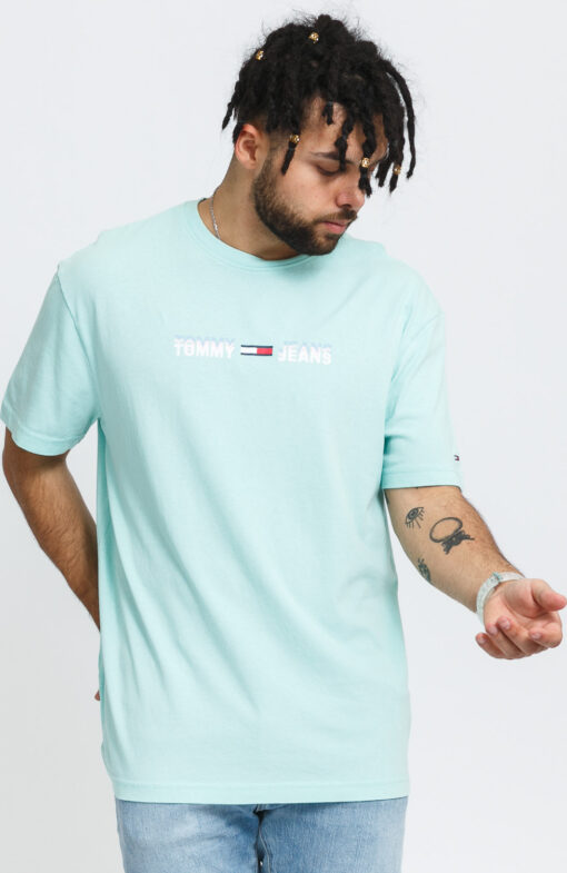 TOMMY JEANS M Linear ogo Tee mentolové