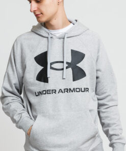 Under Armour Rival Fleece Big ogo Hoodie melange šedá