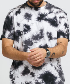 Urban Classics Black Tie Dye Tee bílé / černé