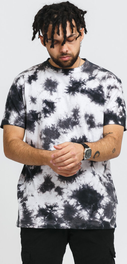 Urban Classics Black Tie Dye Tee bílé / černé