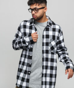 Urban Classics Checked Flanell Shirt černá / bílá