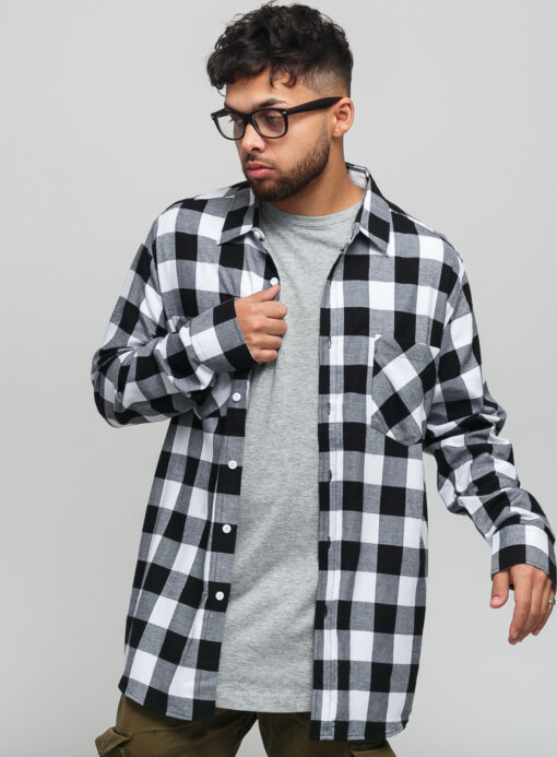 Urban Classics Checked Flanell Shirt černá / bílá