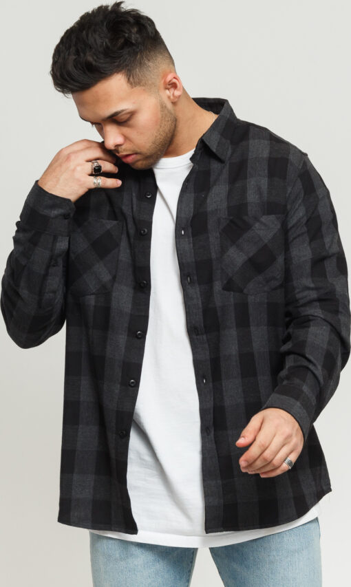 Urban Classics Checked Flanell Shirt černá / tmavě šedá