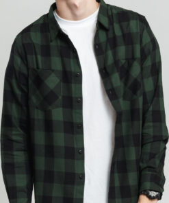 Urban Classics Checked Flanell Shirt černá / tmavě zelená