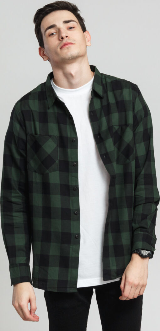 Urban Classics Checked Flanell Shirt černá / tmavě zelená