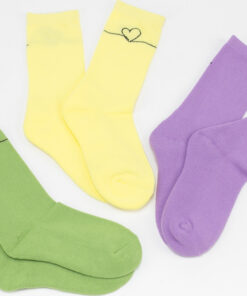 Urban Classics Heart Oneline Socks 3-Pack fialové / zelené / žluté