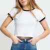 Urban Classics adies Cropped Ringer Tee bílé / černé