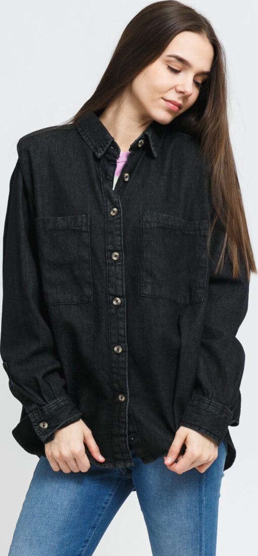 Urban Classics adies Denim Oversized hirt black stone washed