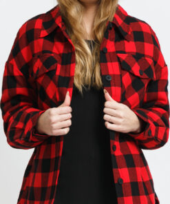 Urban Classics adies Flanell Padded Overshirt černá / červená