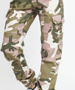 Urban Classics Ladies High Waist Camo Cargo Pants camo růžové / olivové / krémové