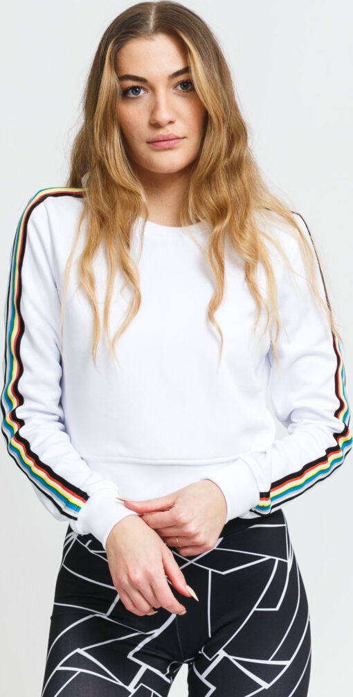 Urban Classics adies ulticolor Taped leeve Crewneck bílá / multicolor