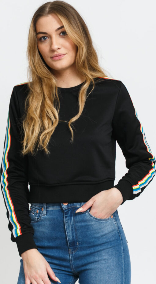 Urban Classics adies ulticolor Taped leeve Crewneck černá / multicolor