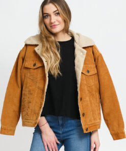 Urban Classics Ladies Oversize herpa Corduroy Jacket hnědá