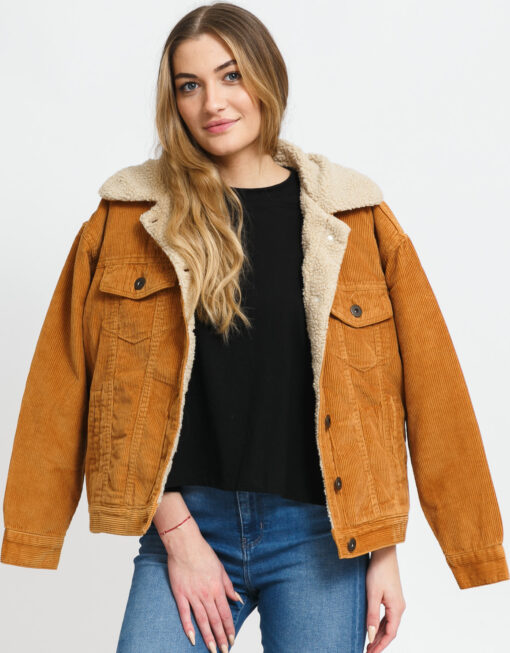 Urban Classics Ladies Oversize herpa Corduroy Jacket hnědá