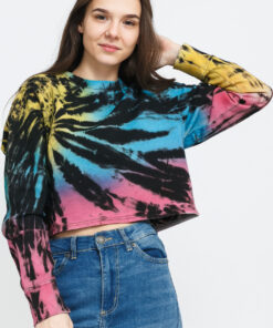 Urban Classics adies Tie Dye Cropped Crewneck černá / multicolor