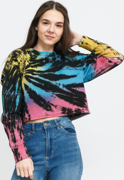 Urban Classics adies Tie Dye Cropped Crewneck černá / multicolor