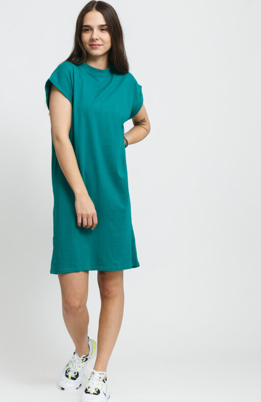 Urban Classics Ladies Turtle Extended Shoulder Dress zelené