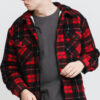 Urban Classics Plaid Teddy ined Shirt Jacket černá / červená