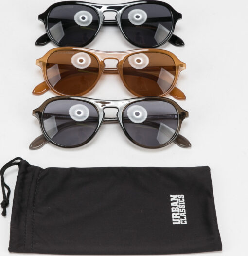 Urban Classics Sunglasses Kalimantam 3-Pack černé / šedé / hnědé