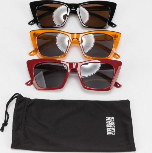 Urban Classics Sunglasses Tilos 3-Pack černé / oranžové / červené