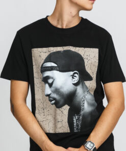 Urban Classics Tupac Cracked Background Tee černé