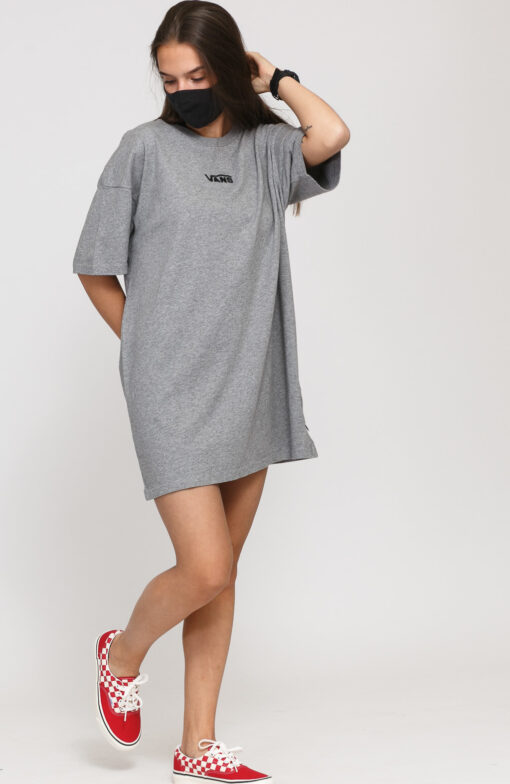 Vans W Center Vee Tee Dress melange šedé