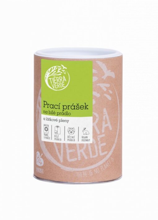 Tierra Verde Prací prášek na bílé prádlo a látkové pleny - INOVACE (dóza 850 g)